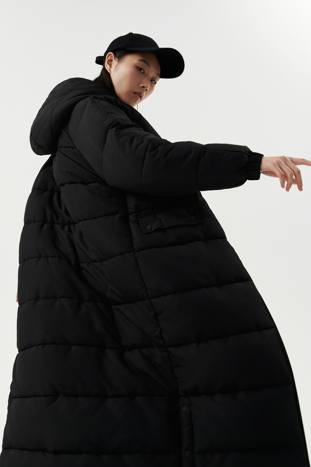 Пальто стеганое утепленное oversize - цвет черный - 7