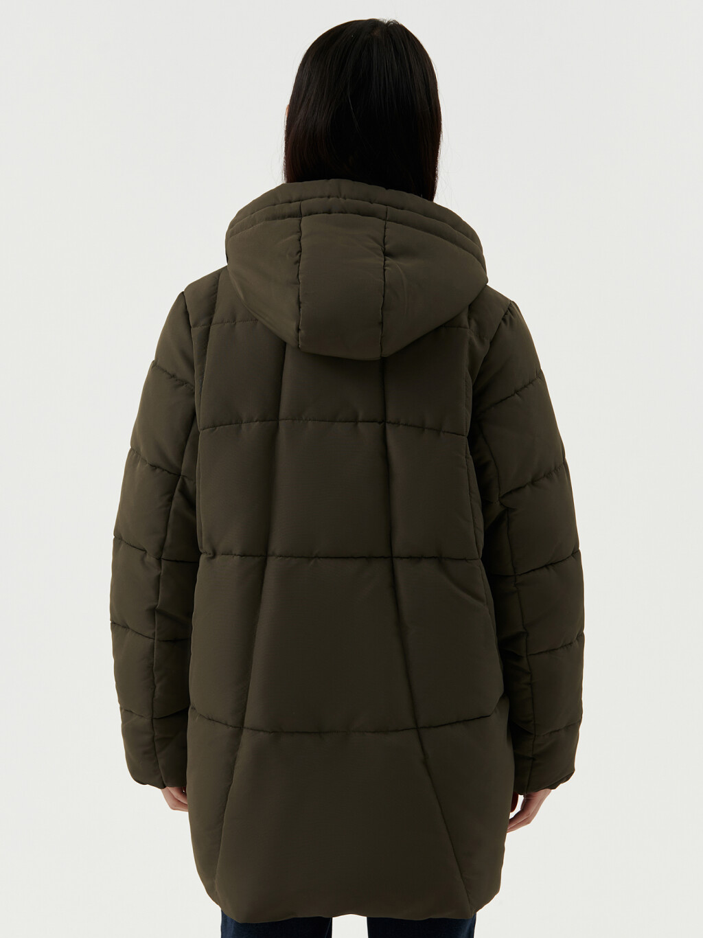 Куртка стеганая утепленная с капюшоном - цвет зеленый - 2