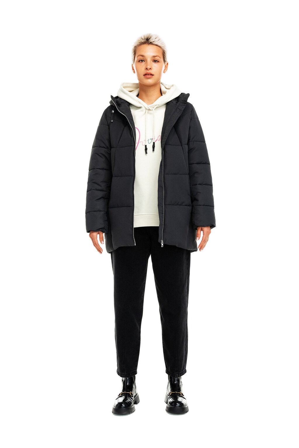 Куртка стеганая утепленная с капюшоном - цвет серый - 4