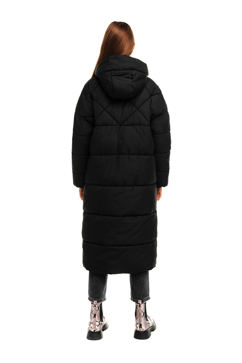 Пальто стеганое утепленное - цвет черный - 2