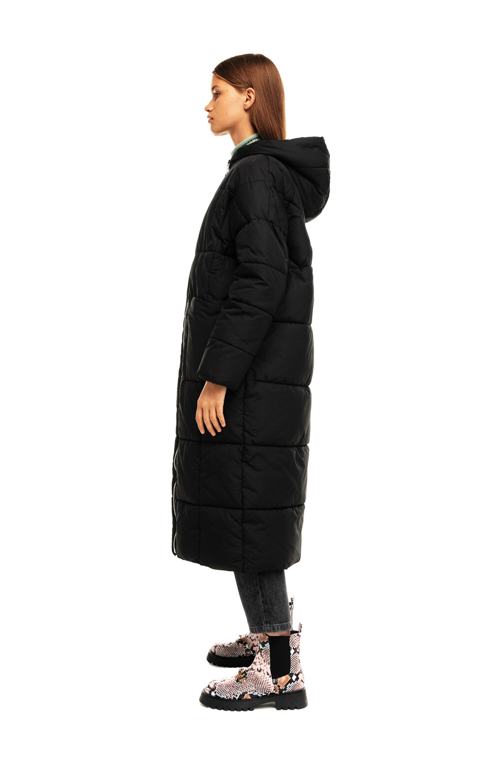 Пальто стеганое утепленное - цвет черный - 3