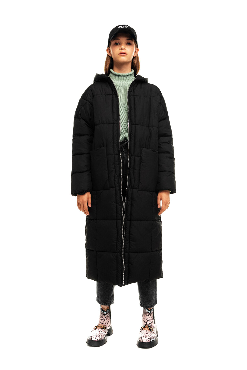 Пальто стеганое утепленное - цвет черный - 4