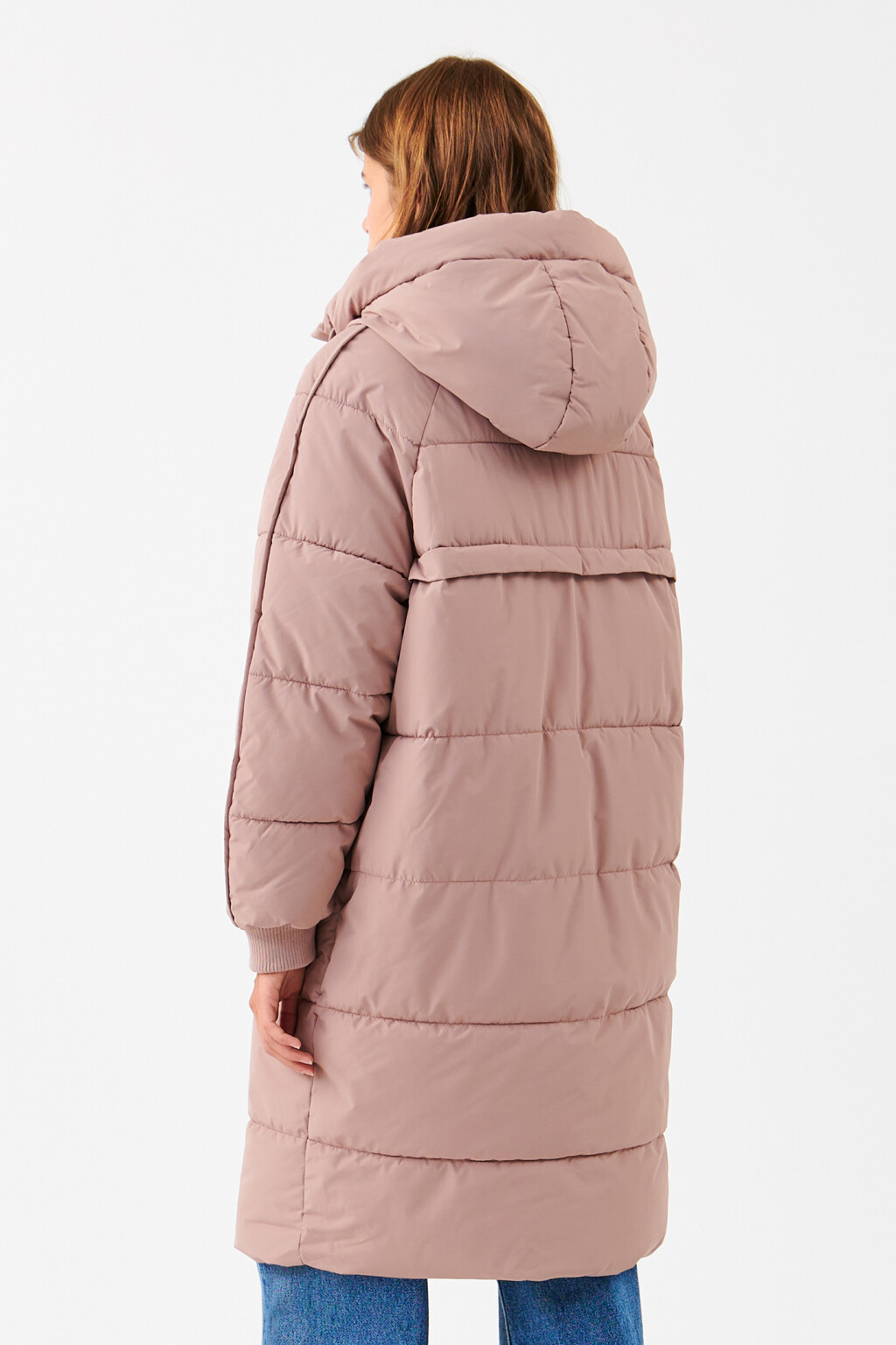 Пуховик удлиненный стеганый с капюшоном - цвет розовый - 3
