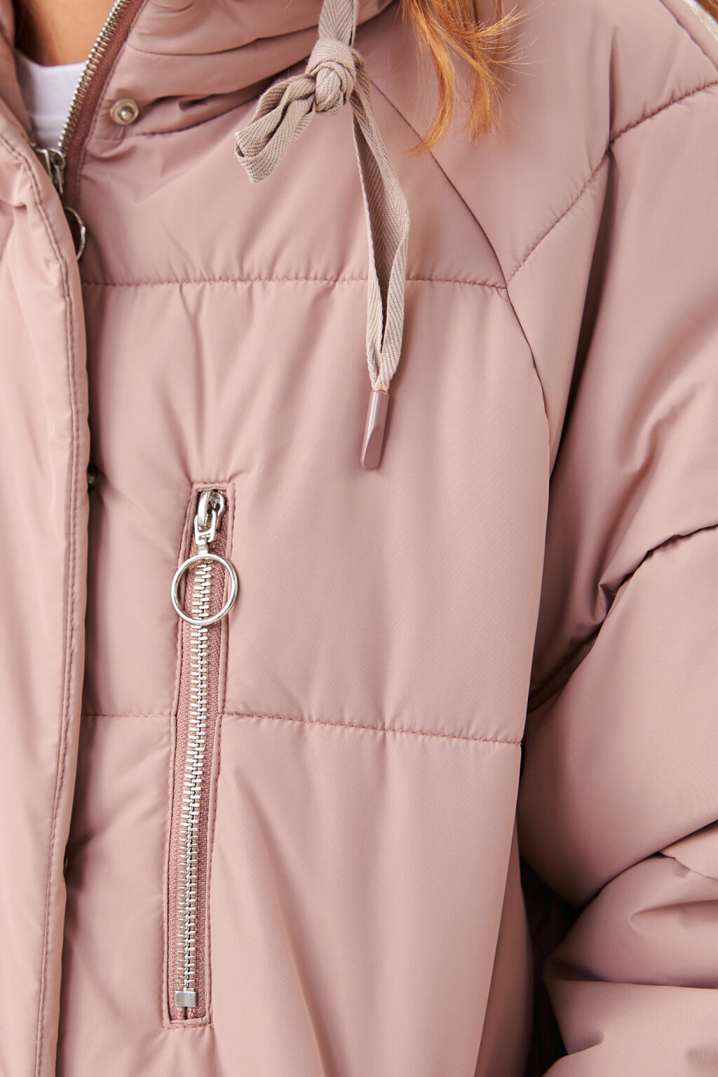 Пуховик удлиненный стеганый с капюшоном - цвет розовый - 6