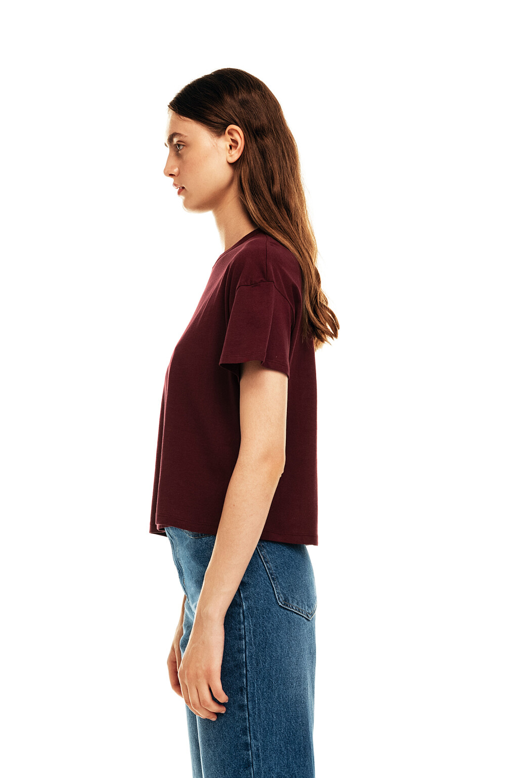 Футболка хлопковая укороченная - цвет бордовый - 3