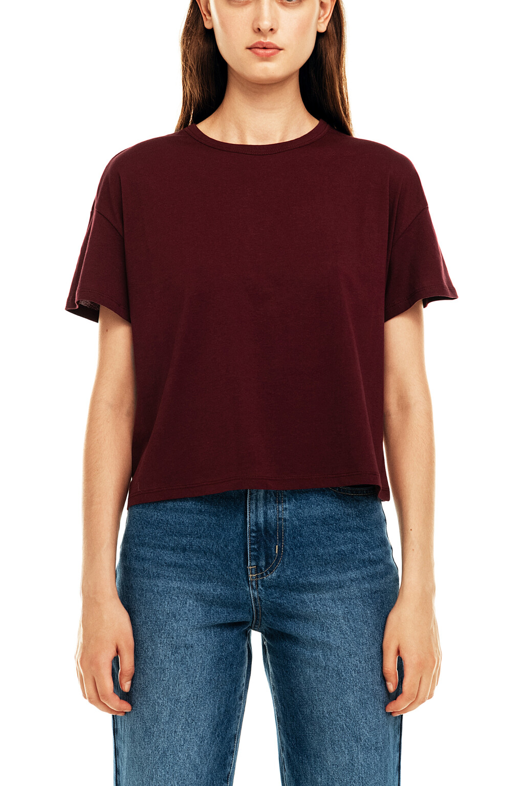 Футболка хлопковая укороченная - цвет бордовый - 5