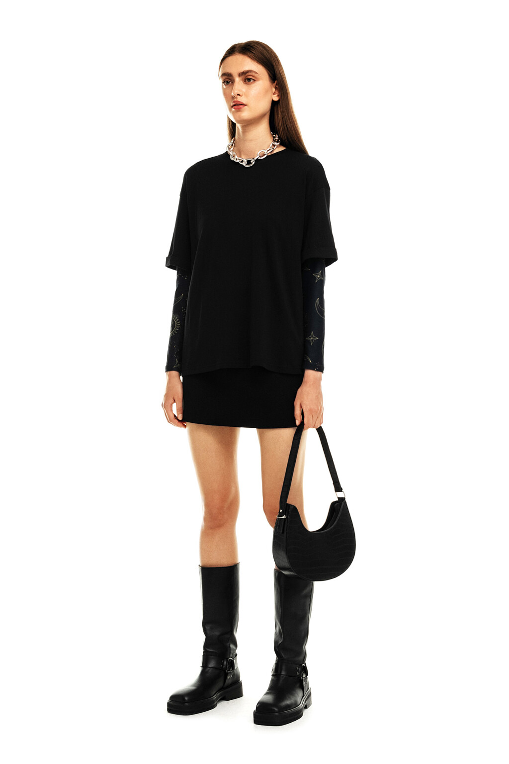 Футболка хлопковая oversize - цвет черный - 4