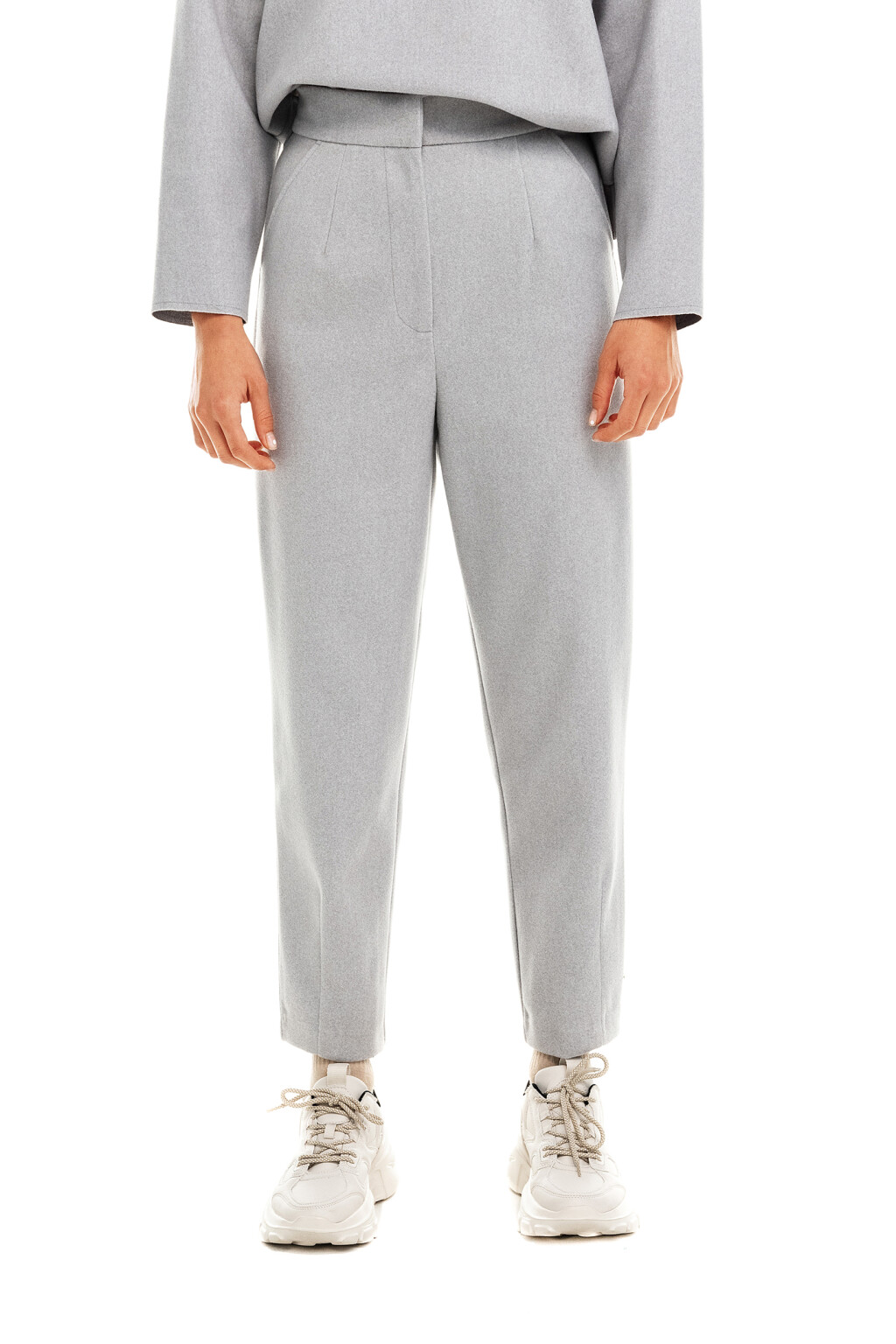 Брюки-бананы из фетра - цвет серый - 1