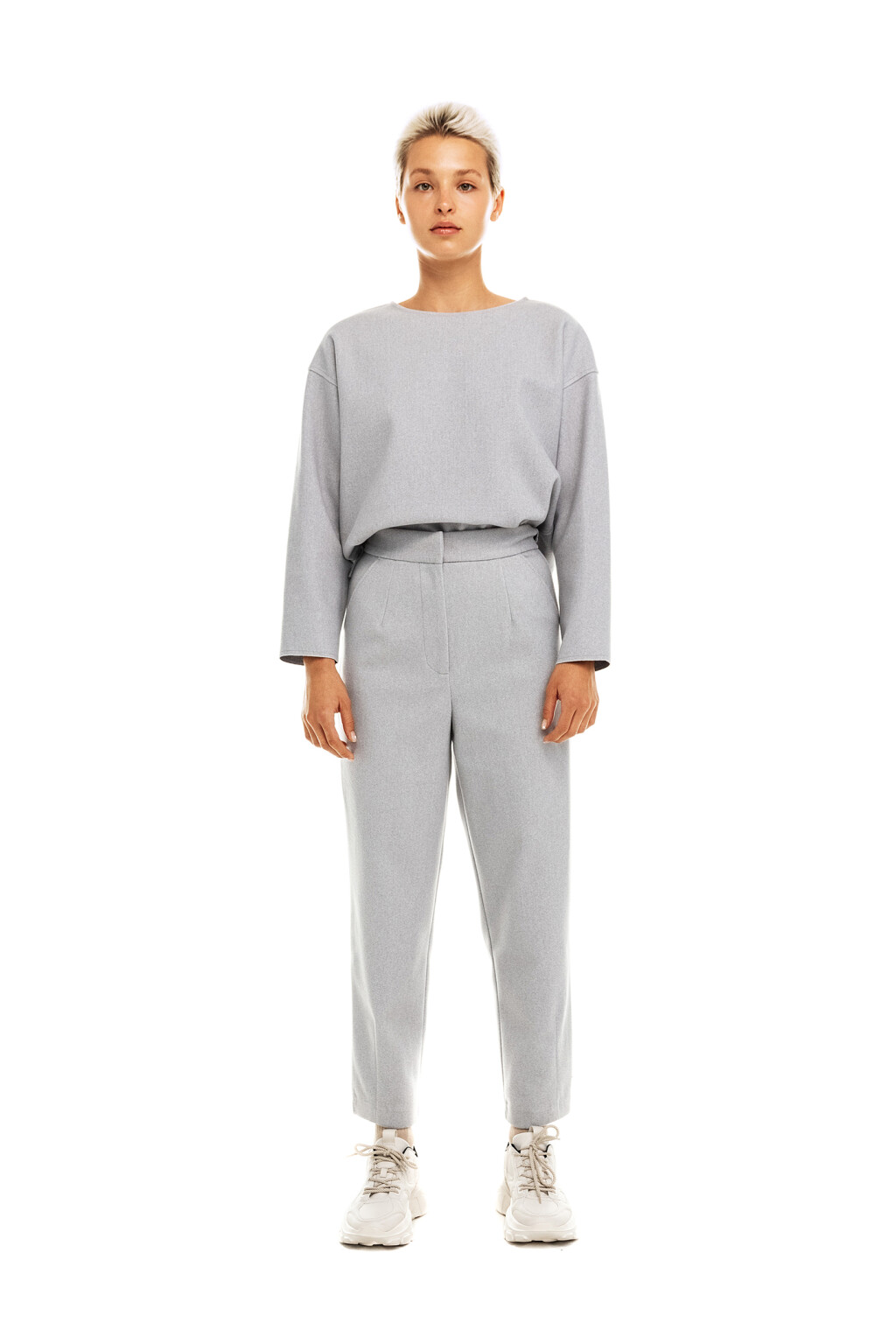 Брюки-бананы из фетра - цвет серый - 3