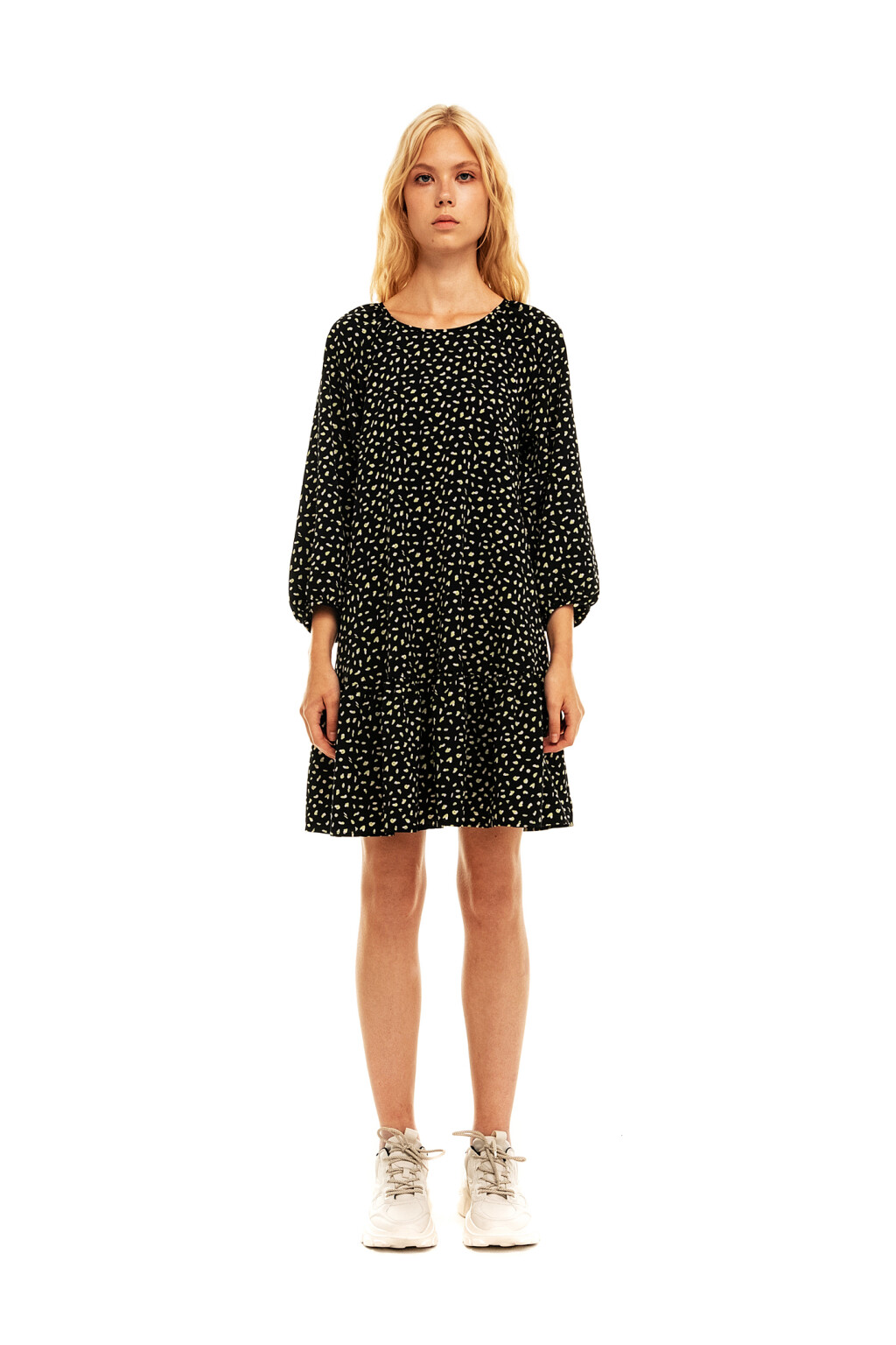 Платье oversize с воланом по нижнему краю - цвет зеленый - 1