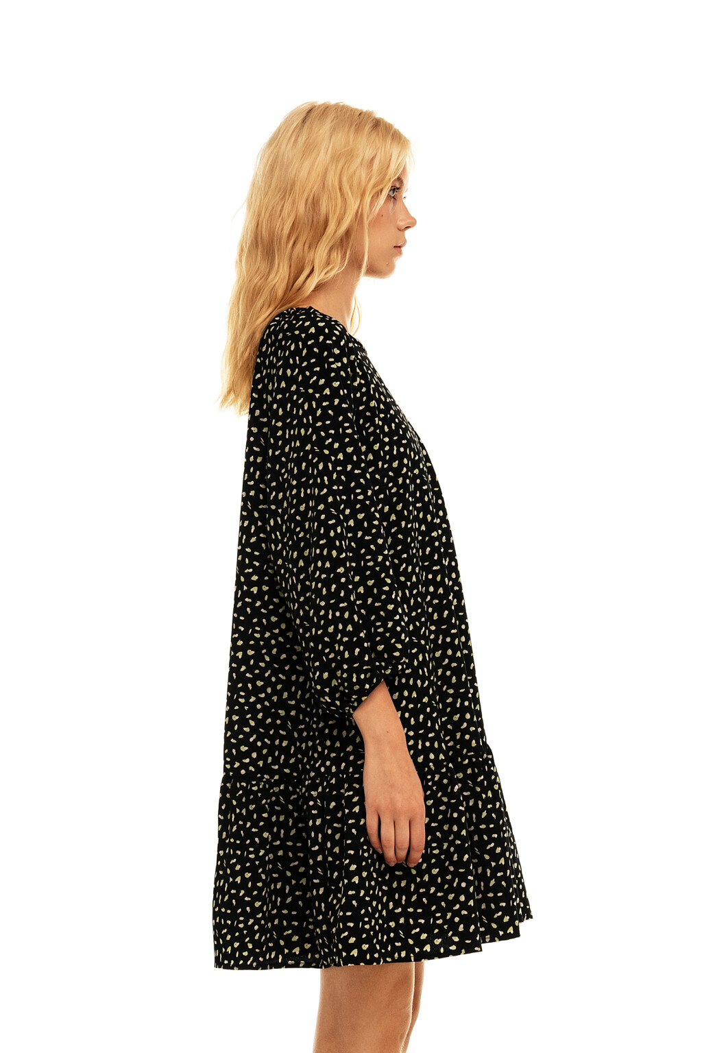 Платье oversize с воланом по нижнему краю - цвет зеленый - 3