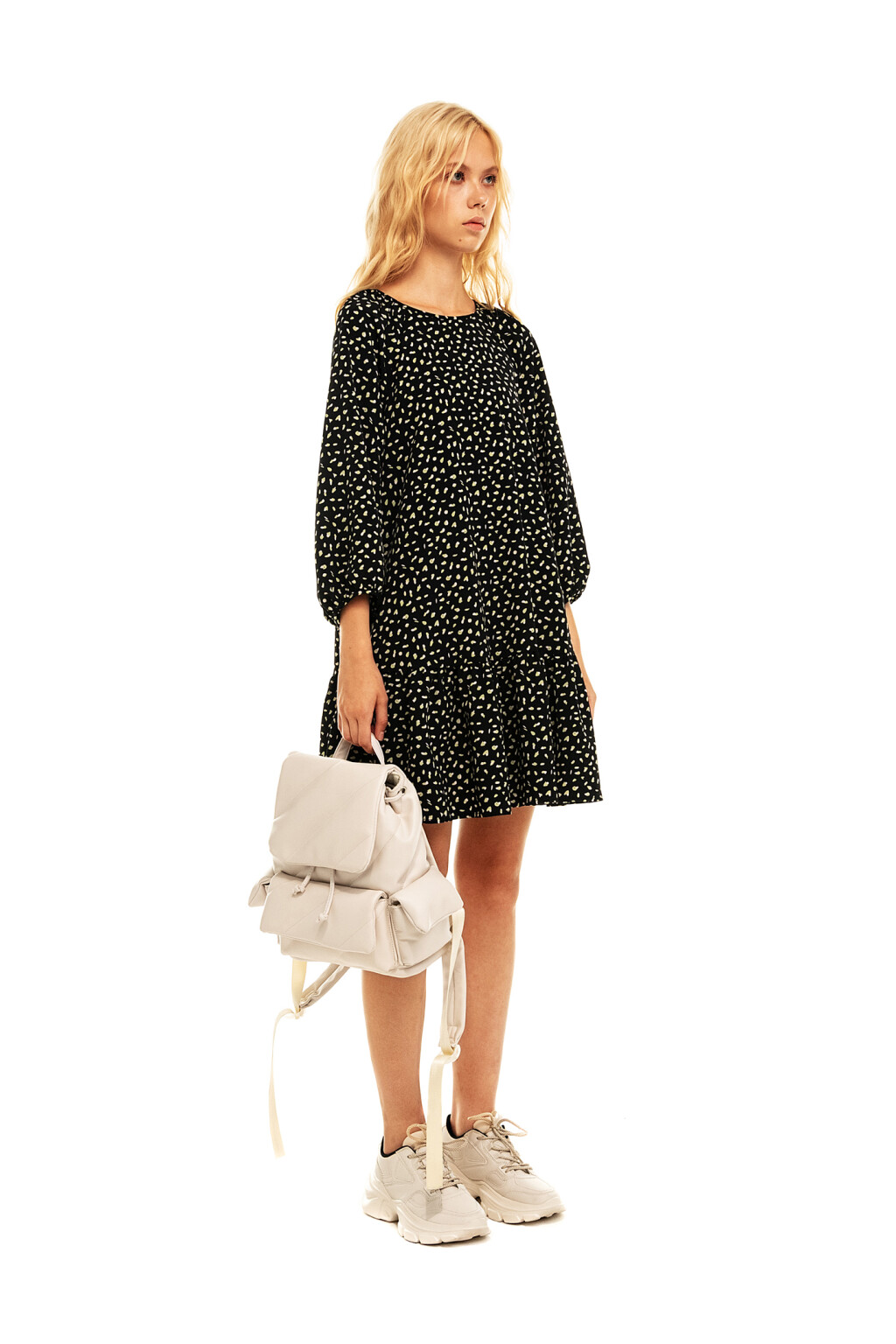 Платье oversize с воланом по нижнему краю - цвет зеленый - 4