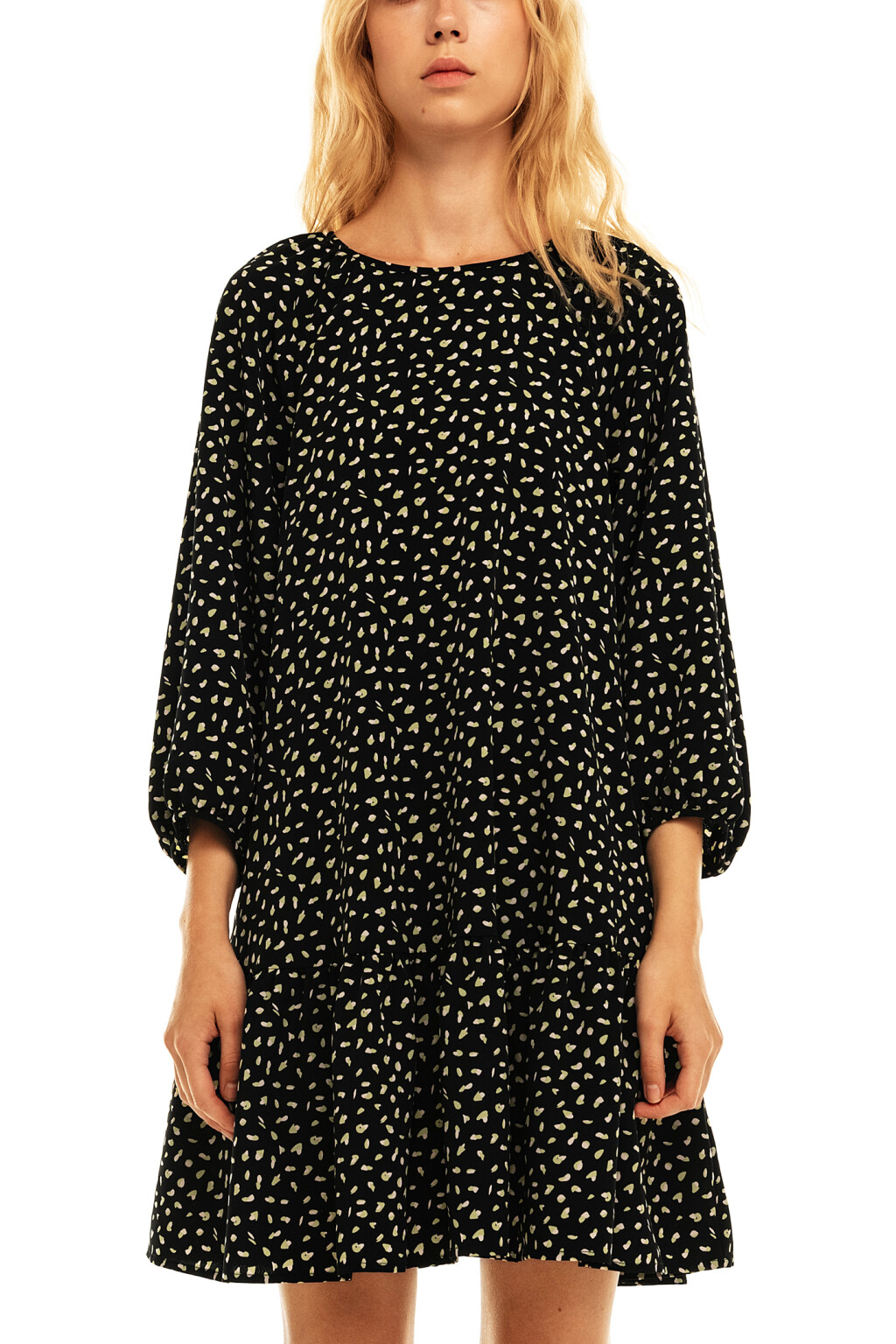 Платье oversize с воланом по нижнему краю - цвет зеленый - 5