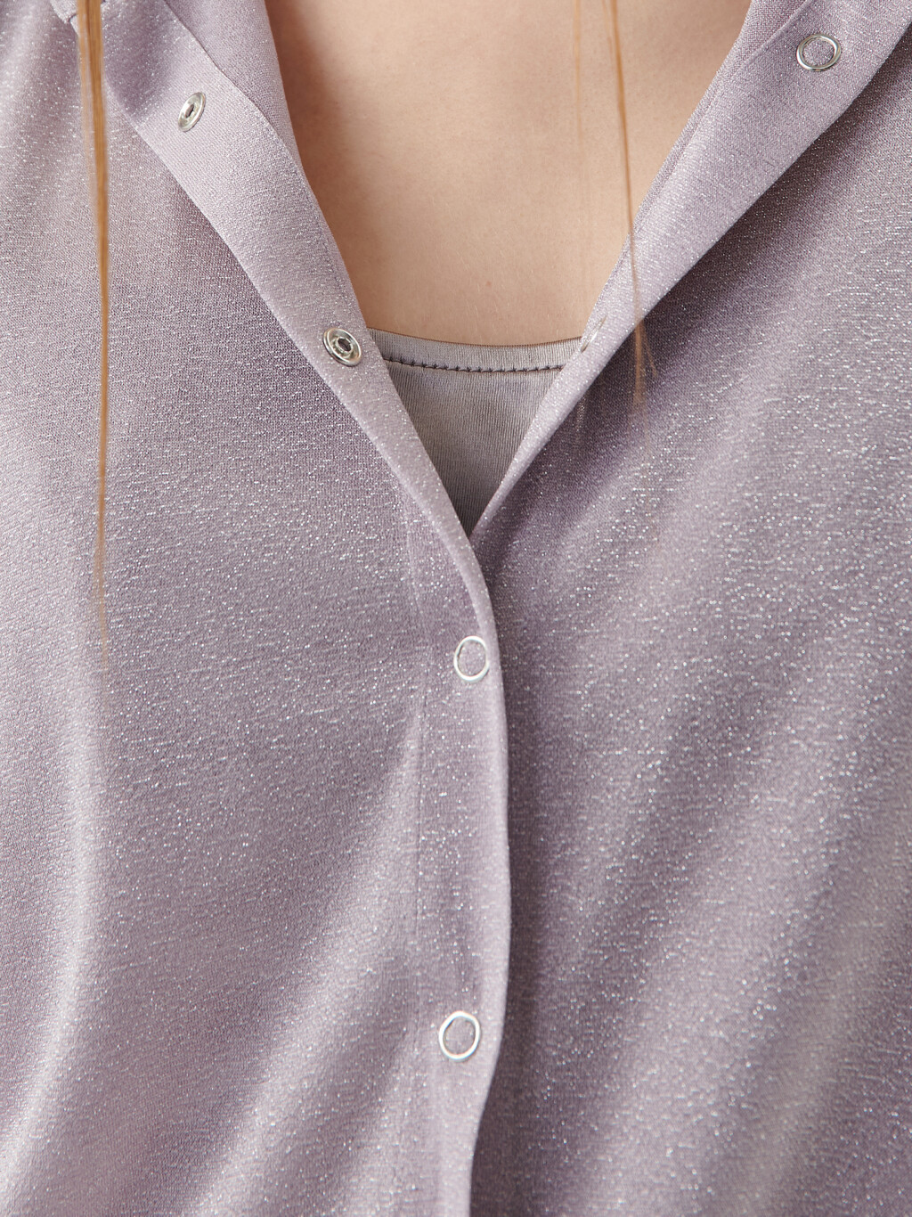 Рубашка oversize с люрексом - цвет сиреневый - 3
