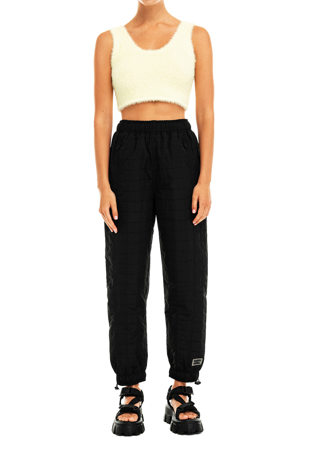 Брюки утепленные стеганые - цвет черный - 1