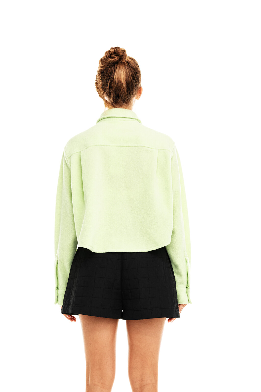 Рубашка укороченная из флиса - цвет зеленый - 2