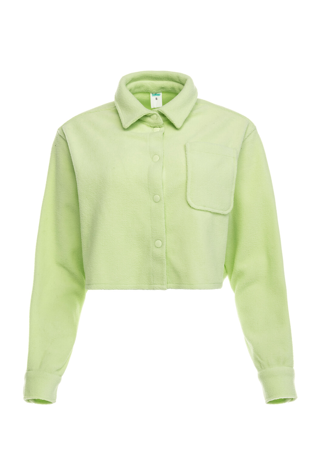 Рубашка укороченная из флиса - цвет зеленый - 8