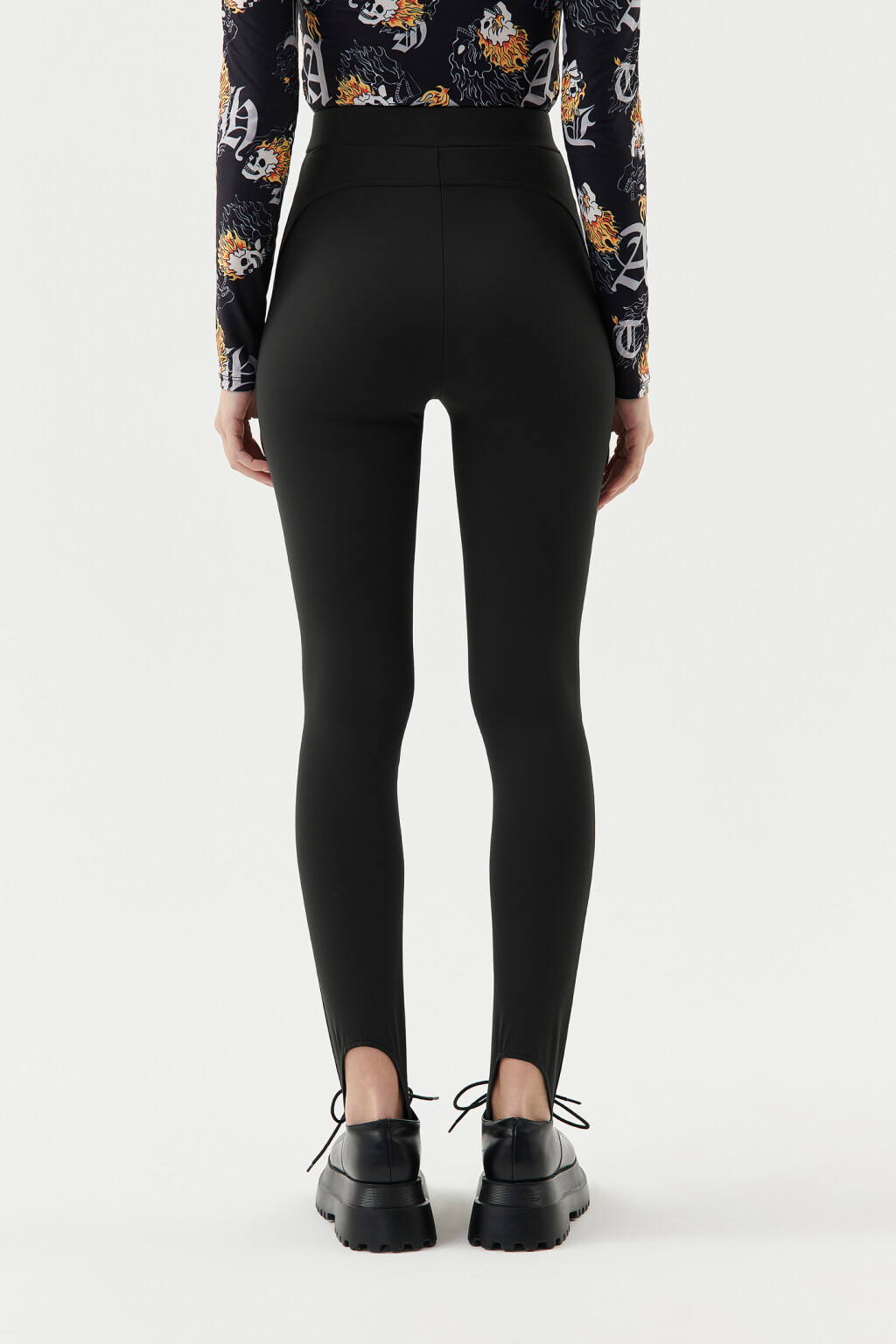 Леггинсы со штрипками - цвет черный - 1