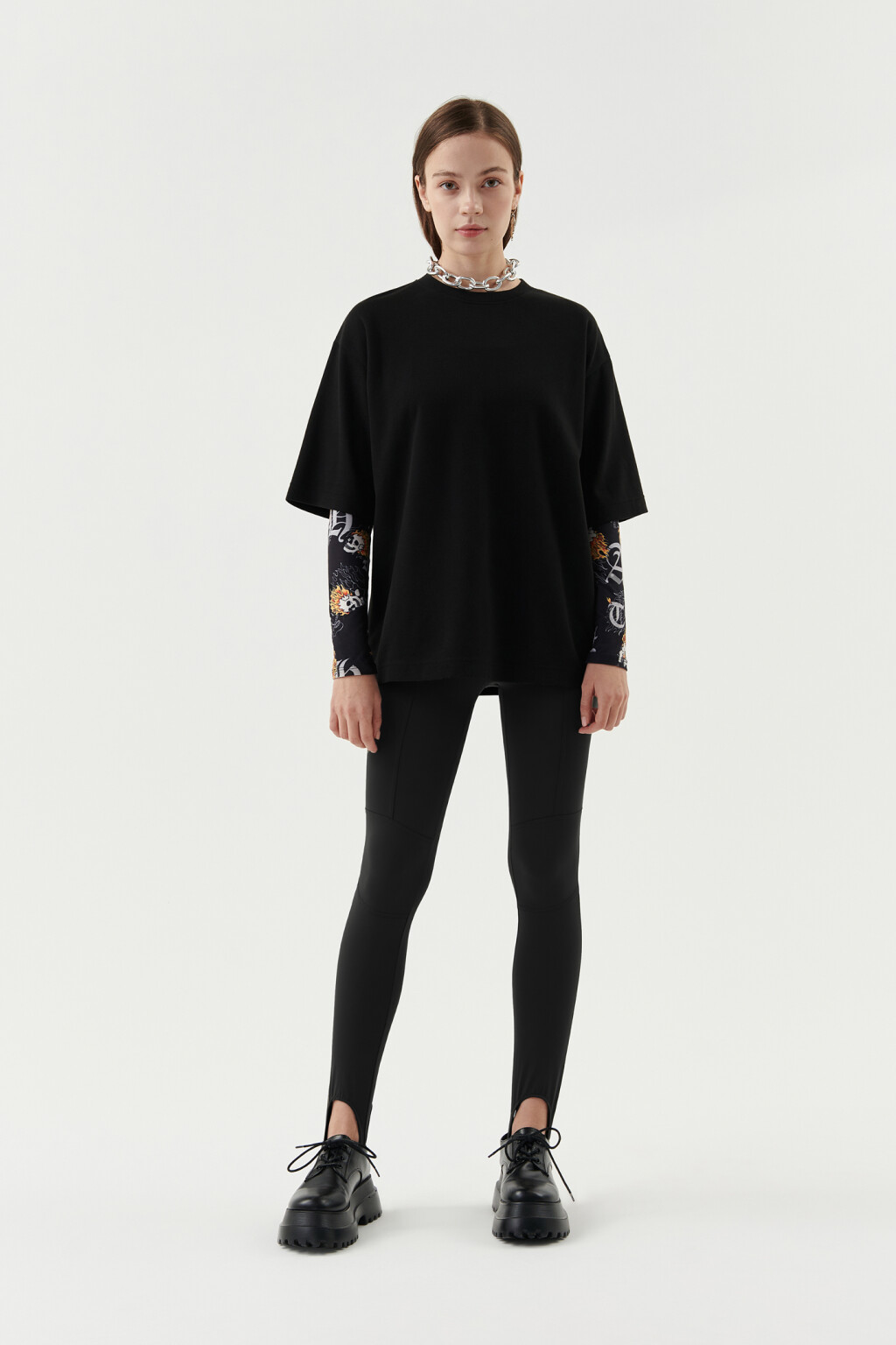 Леггинсы со штрипками - цвет черный - 3