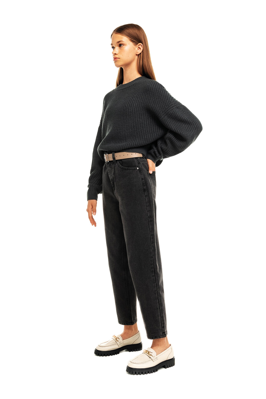 Свитер oversize с объемными рукавами - цвет серый - 4