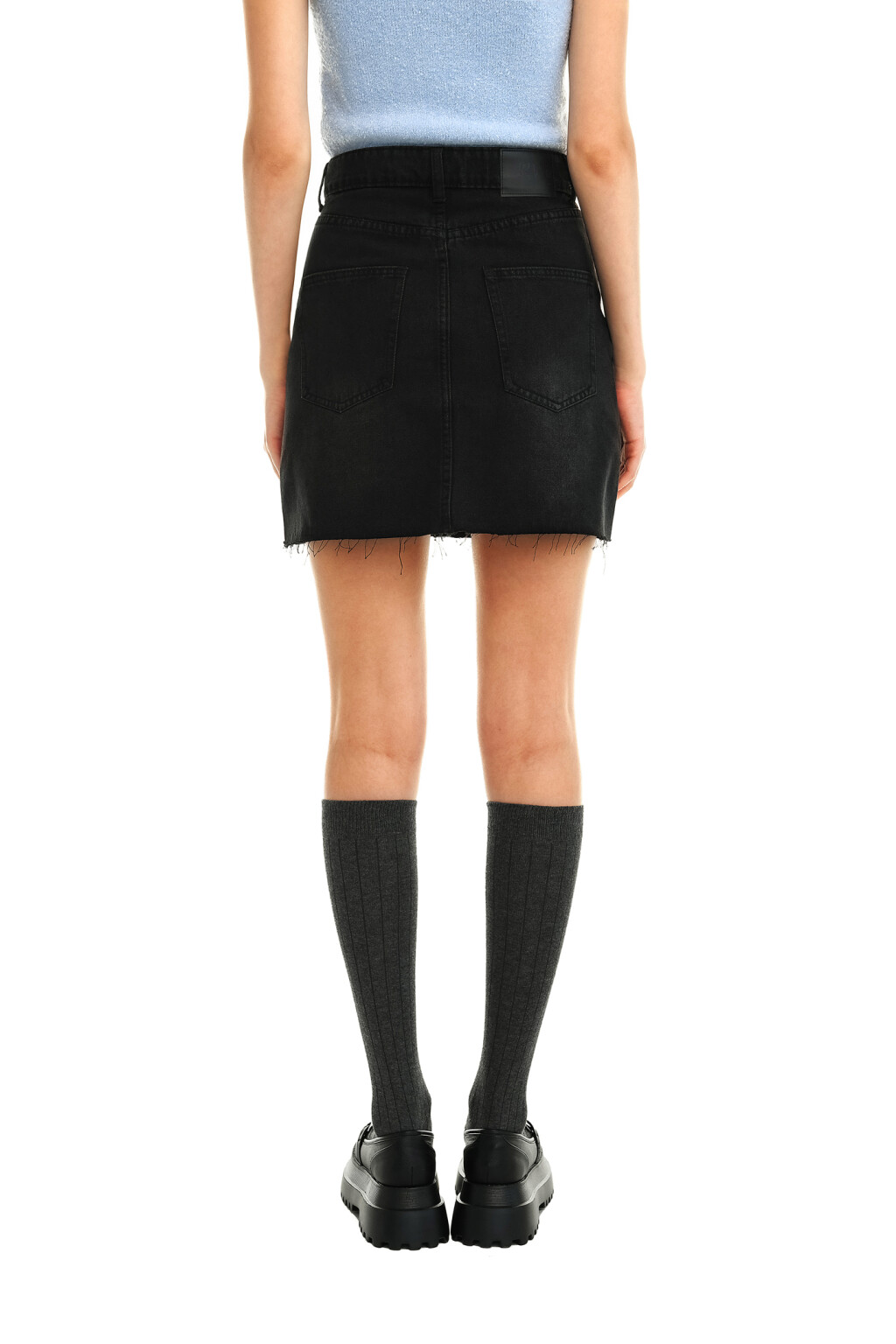 Юбка джинсовая с необработанным нижним краем - цвет черный - 2