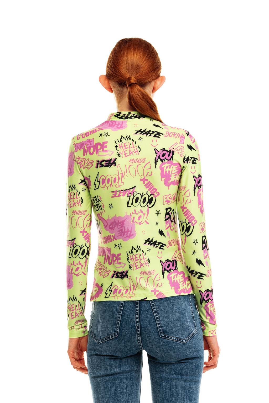 Лонгслив облегающий с принтом - цвет зеленый - 2