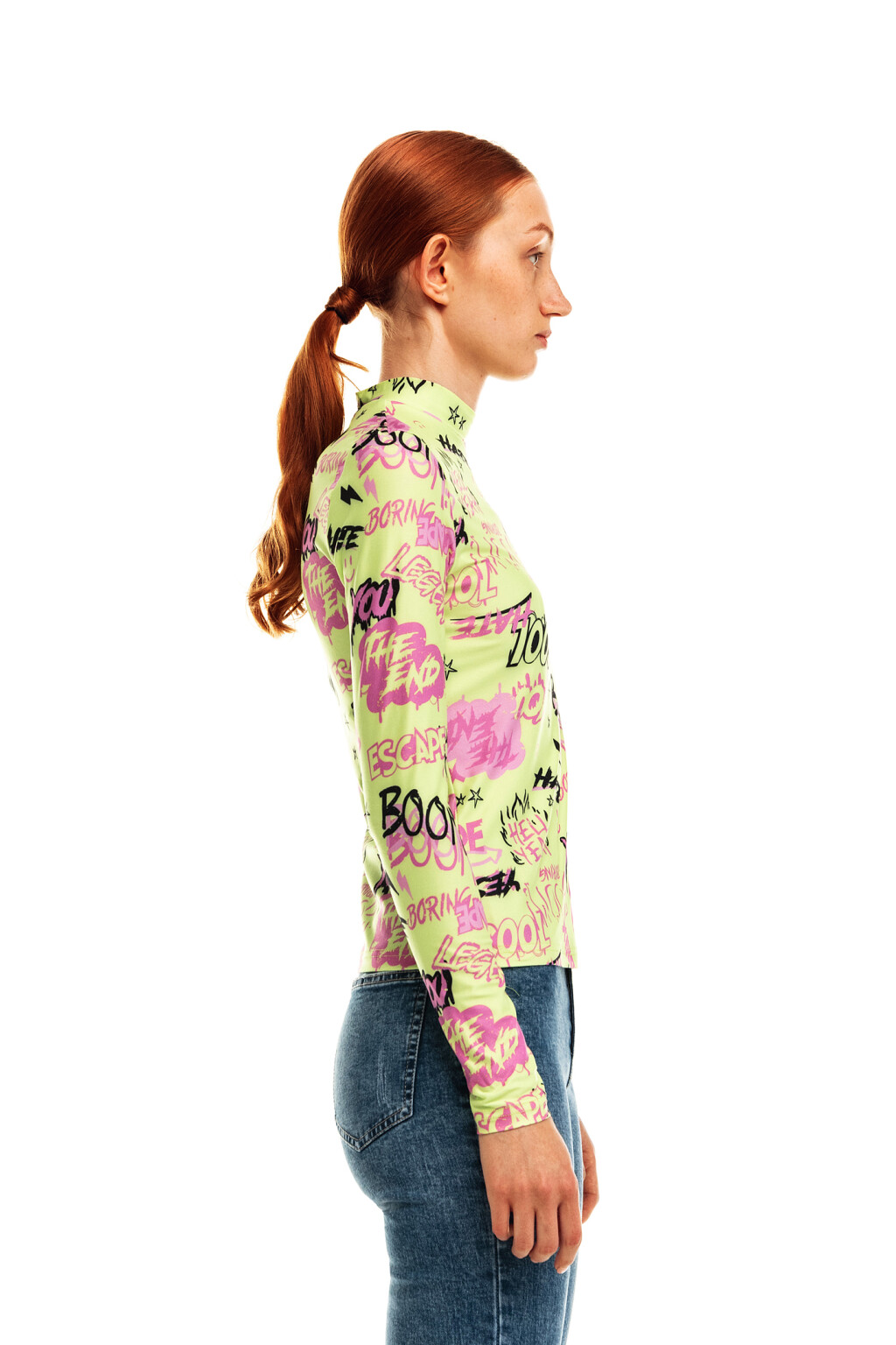 Лонгслив облегающий с принтом - цвет зеленый - 3