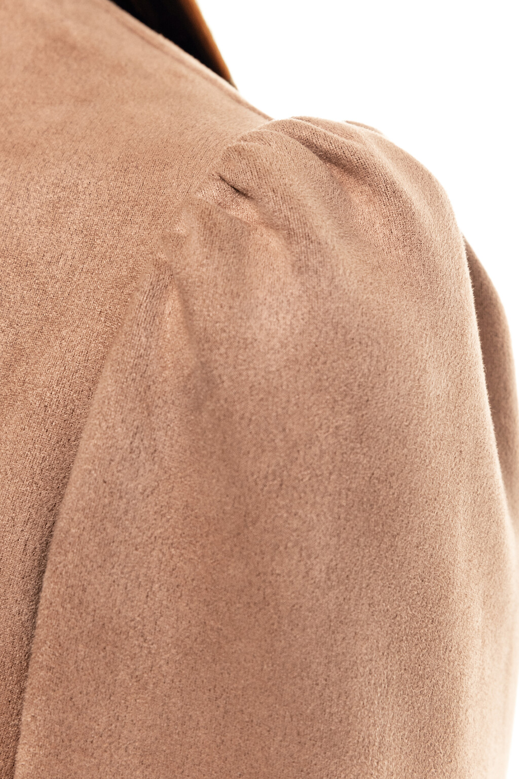 Платье из искусственной замши с рукавами-буфами - цвет бежевый - 7