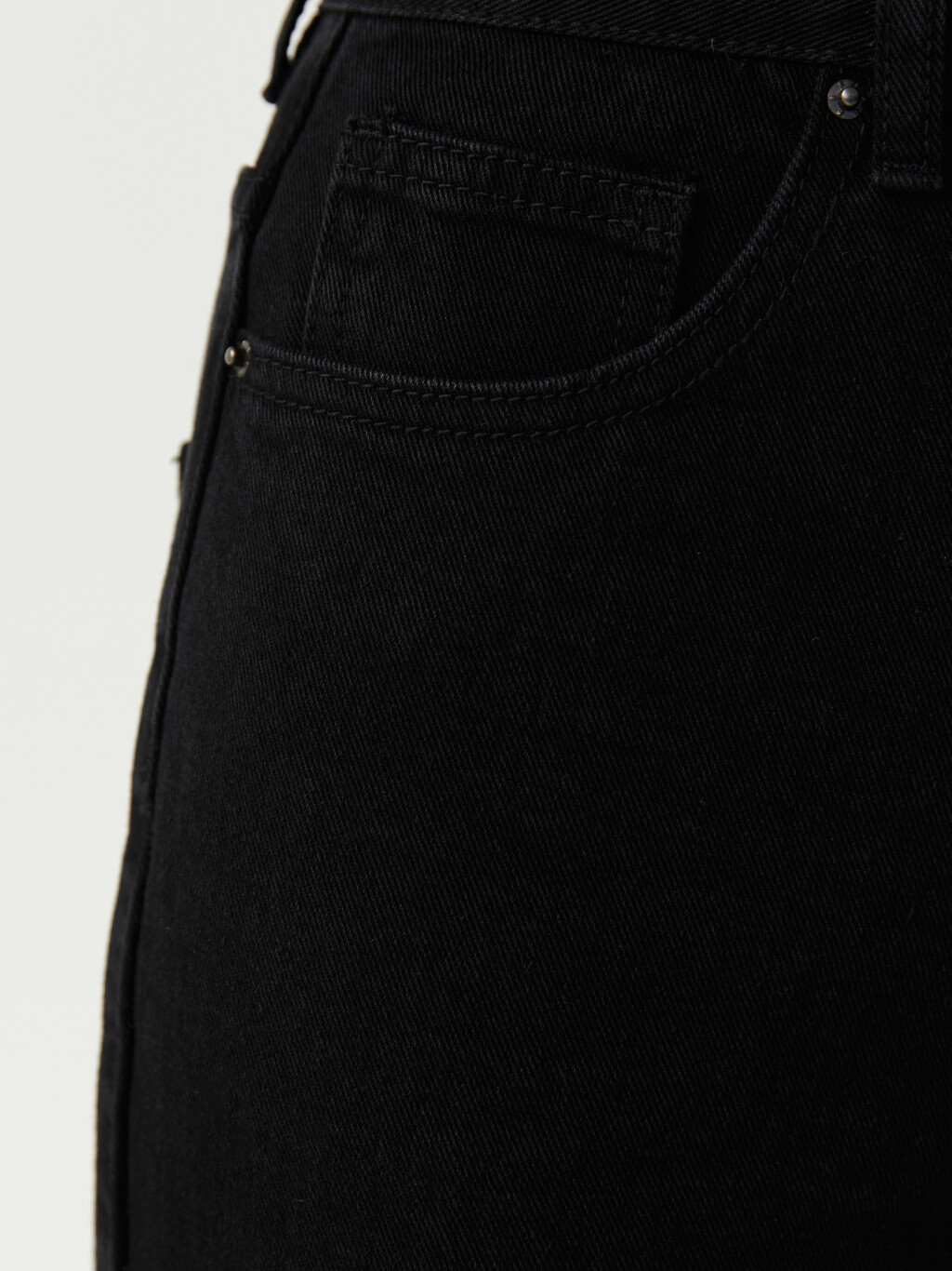 Джинсы широкие с двойным поясом - цвет черный - 6