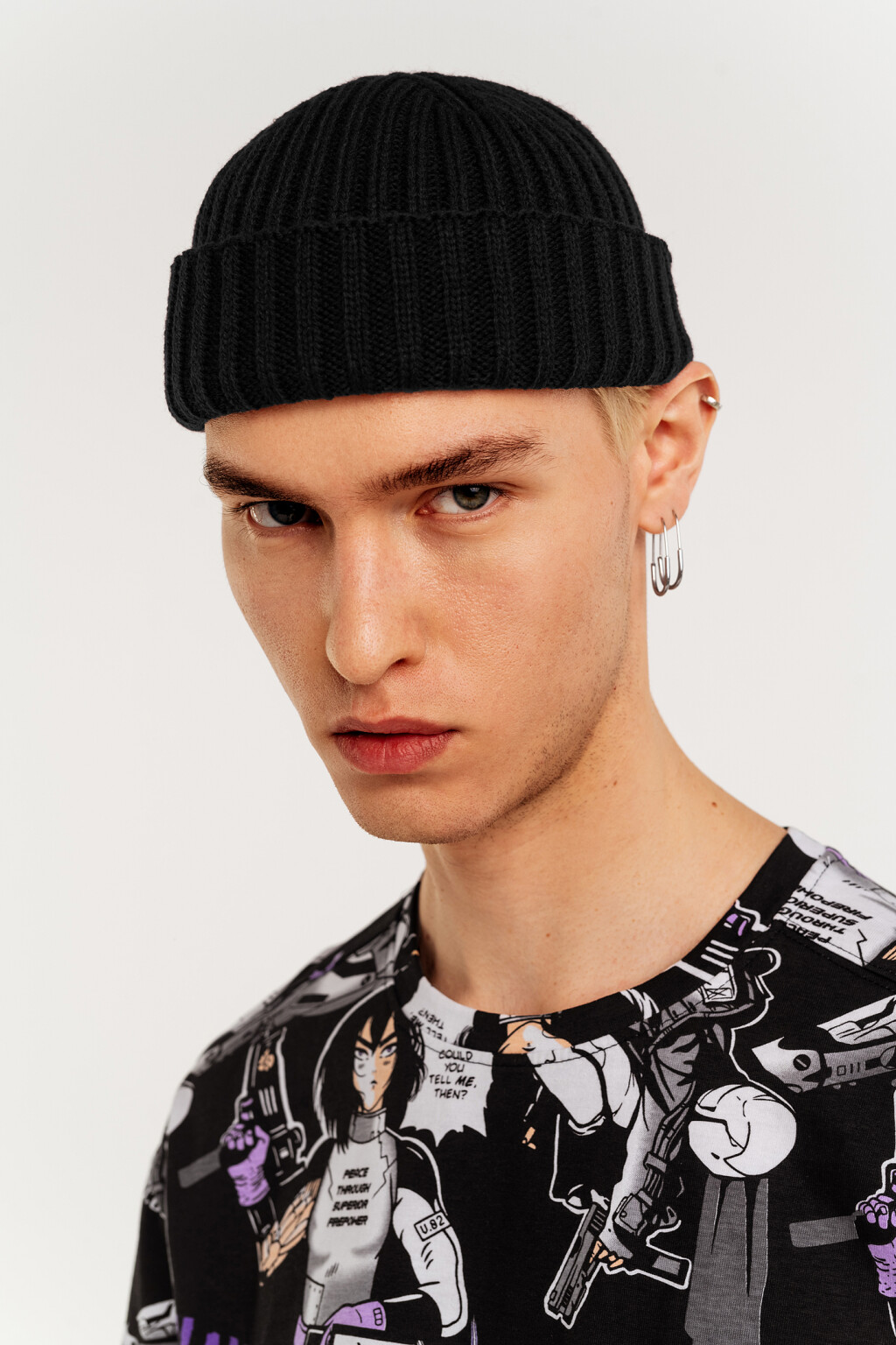 шапка мужская  - цвет черный - 2