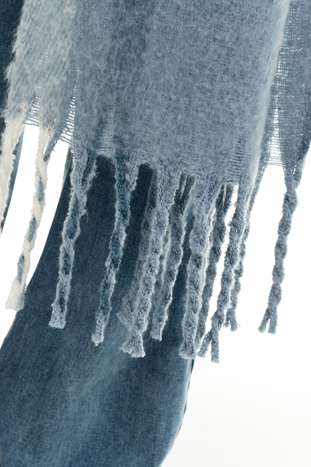 Шарф вязаный в клетку - цвет голубой - 1