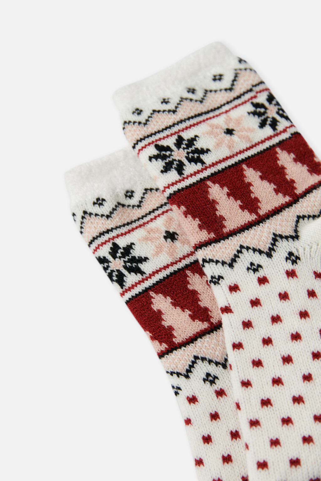 Носки высокие с рождественским узором - цвет ванильный - 3