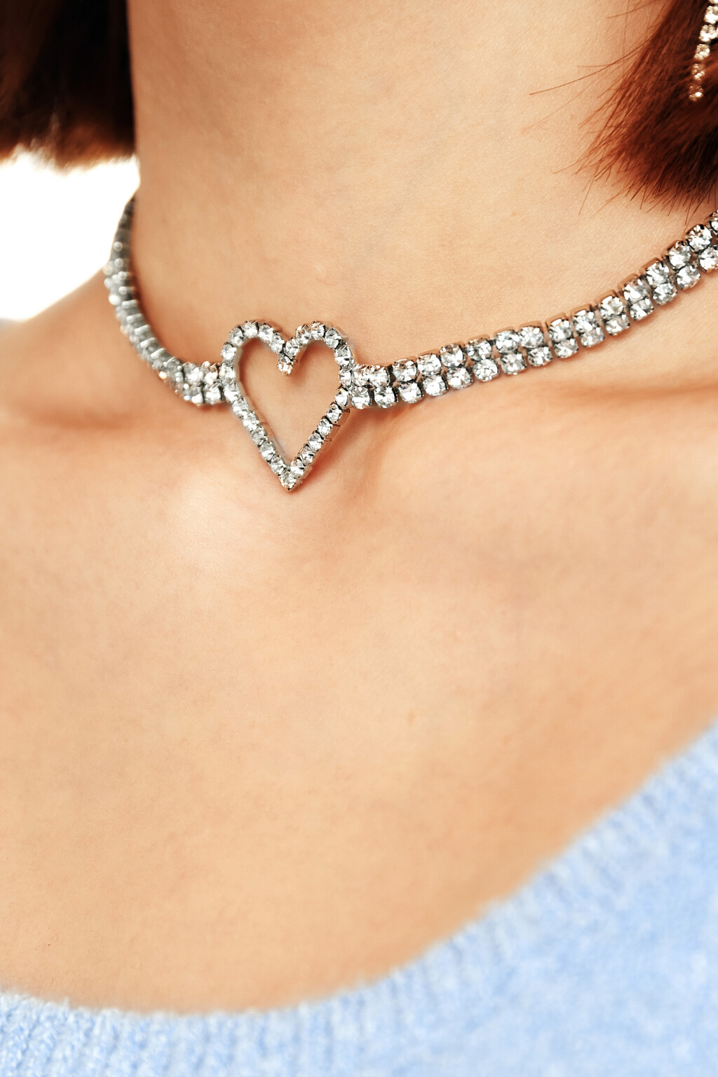 Колье-чокер из страз - цвет серый - 1