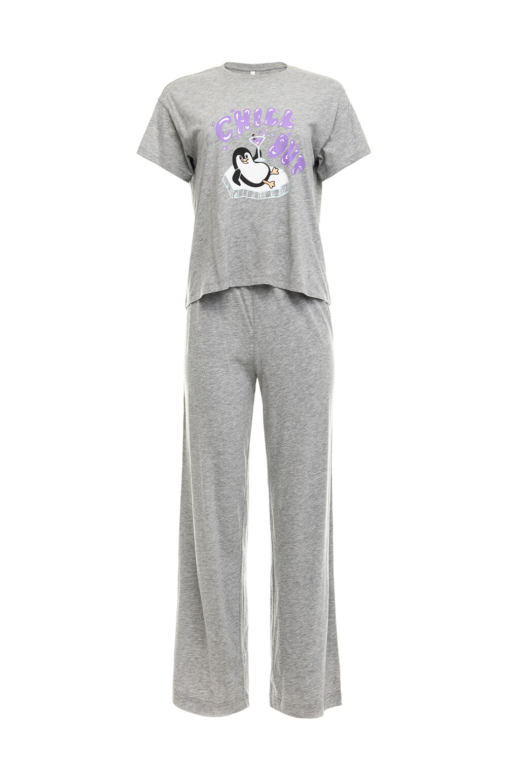 Комплект пижамный из брюк и футболки - цвет серый - 6