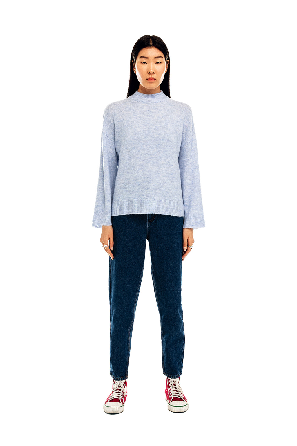 Свитер oversize с широкими рукавами - цвет голубой - 2