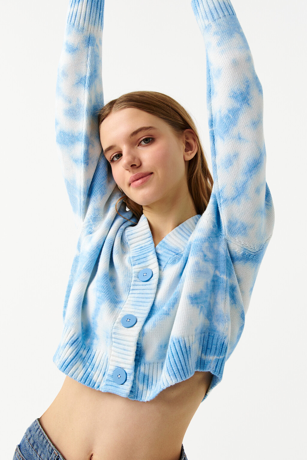 Кардиган вязаный с v-образным вырезом - цвет белый - 7