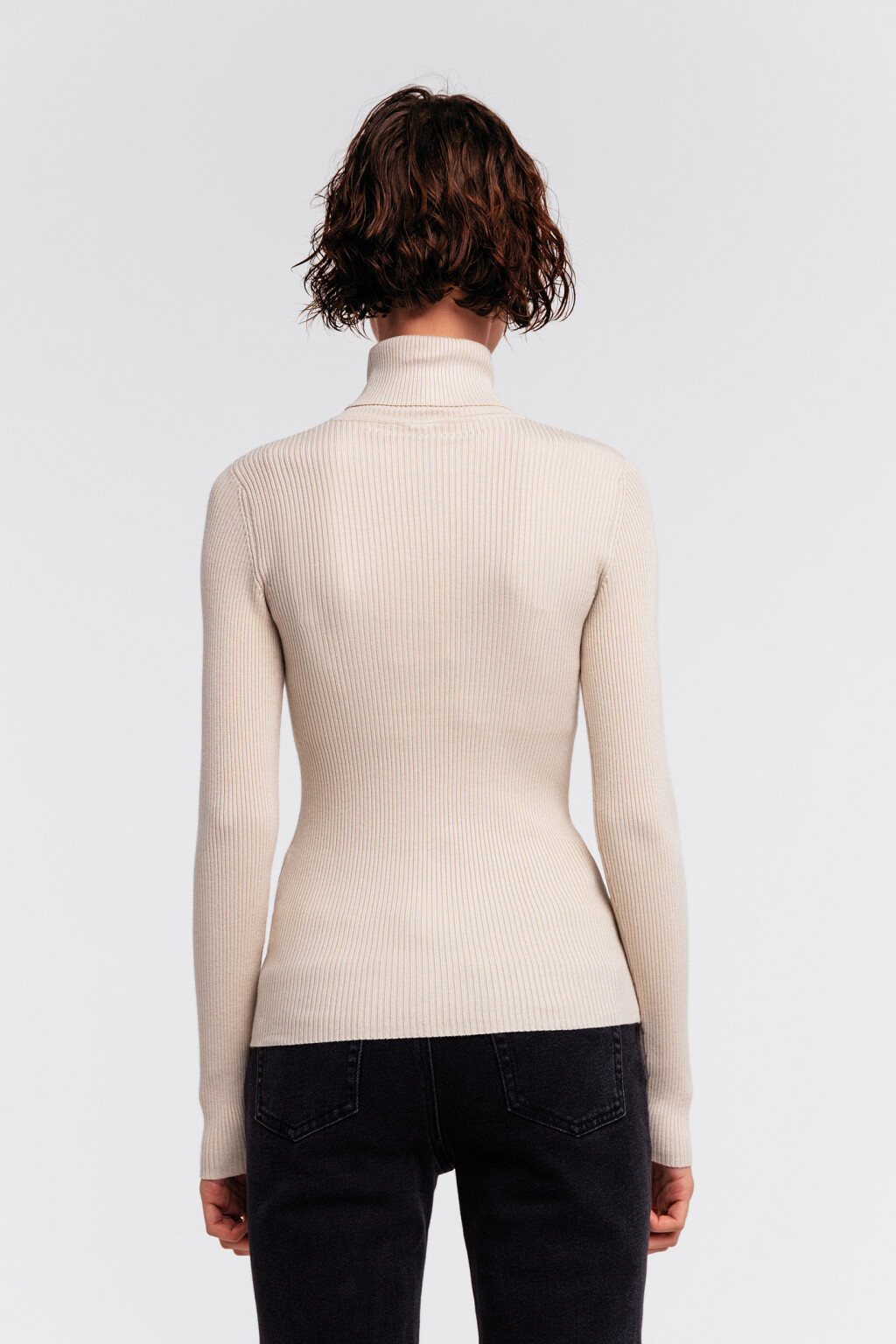 водолазка вязаная в рубчик - цвет бежевый - 2
