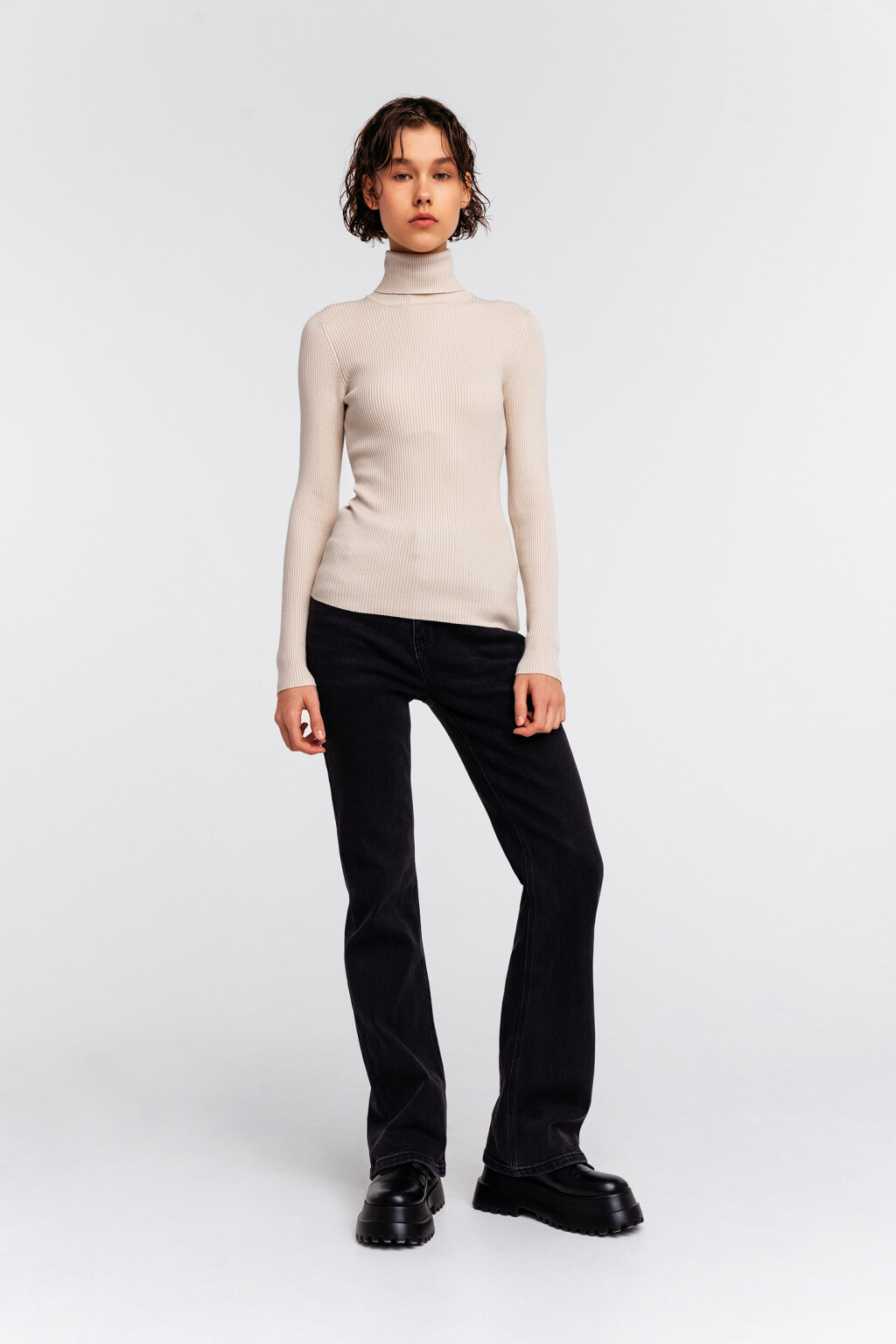 водолазка вязаная в рубчик - цвет бежевый - 6