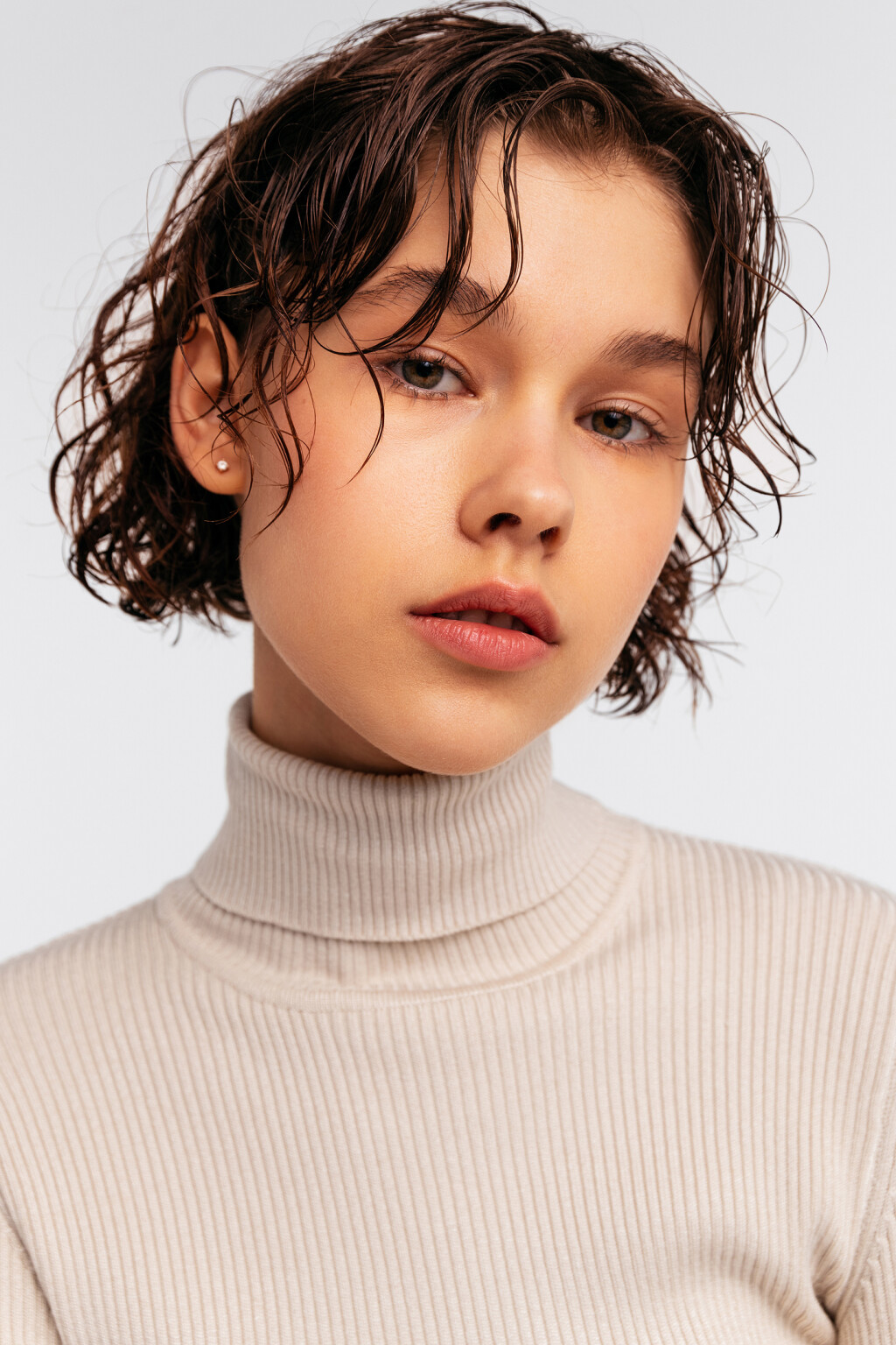 водолазка вязаная в рубчик - цвет бежевый - 4