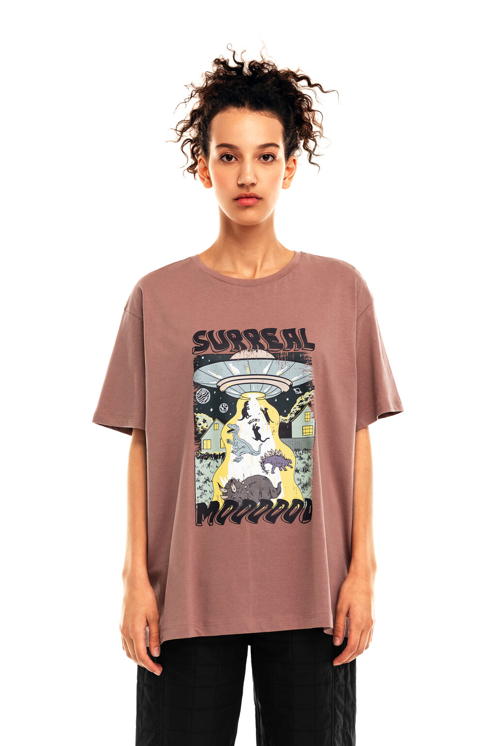 Футболка хлопковая oversize с хоррор-принтом - цвет красный - 5