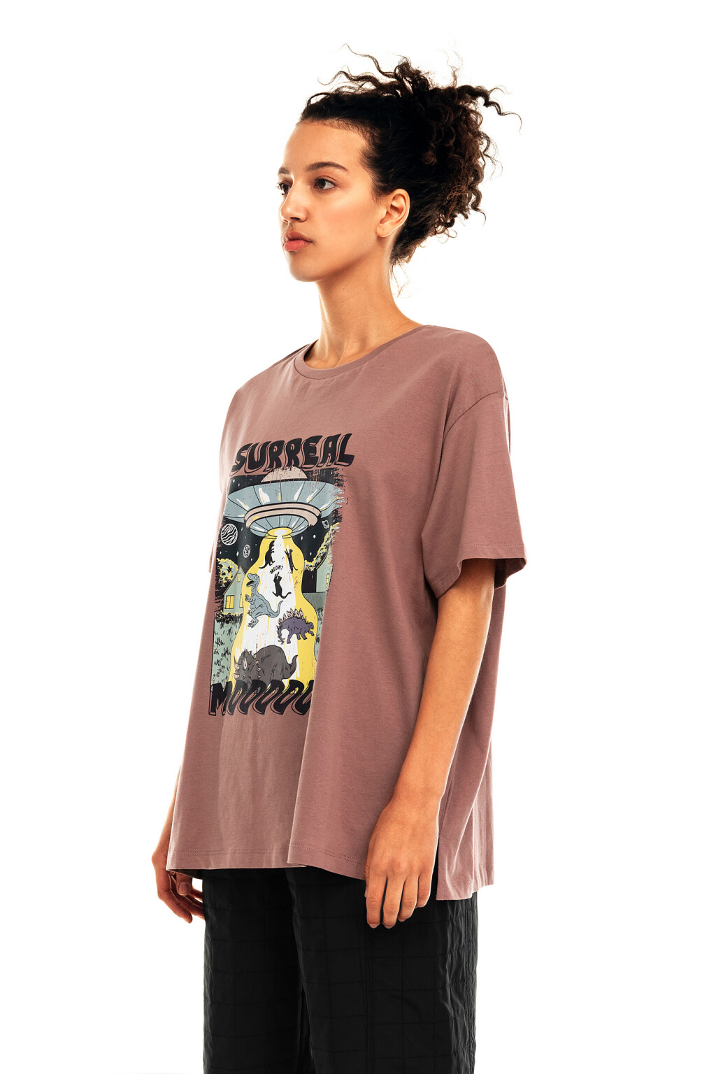 Футболка хлопковая oversize с хоррор-принтом - цвет красный - 2