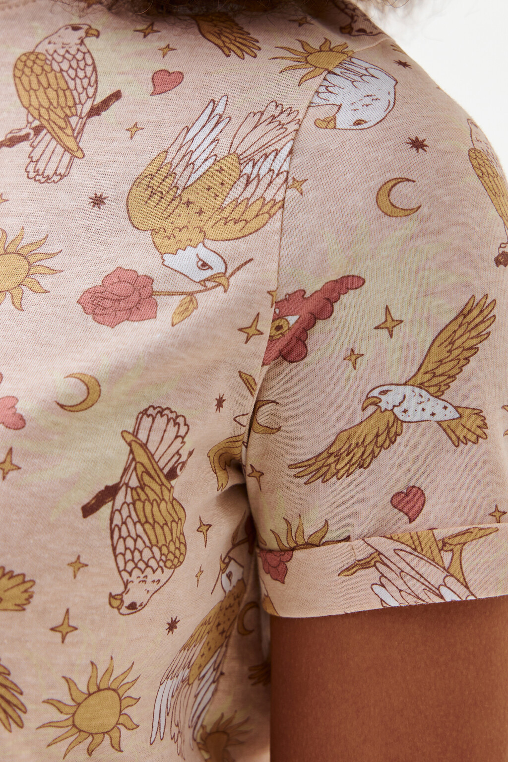 Футболка хлопковая с принтом - цвет бежевый - 6