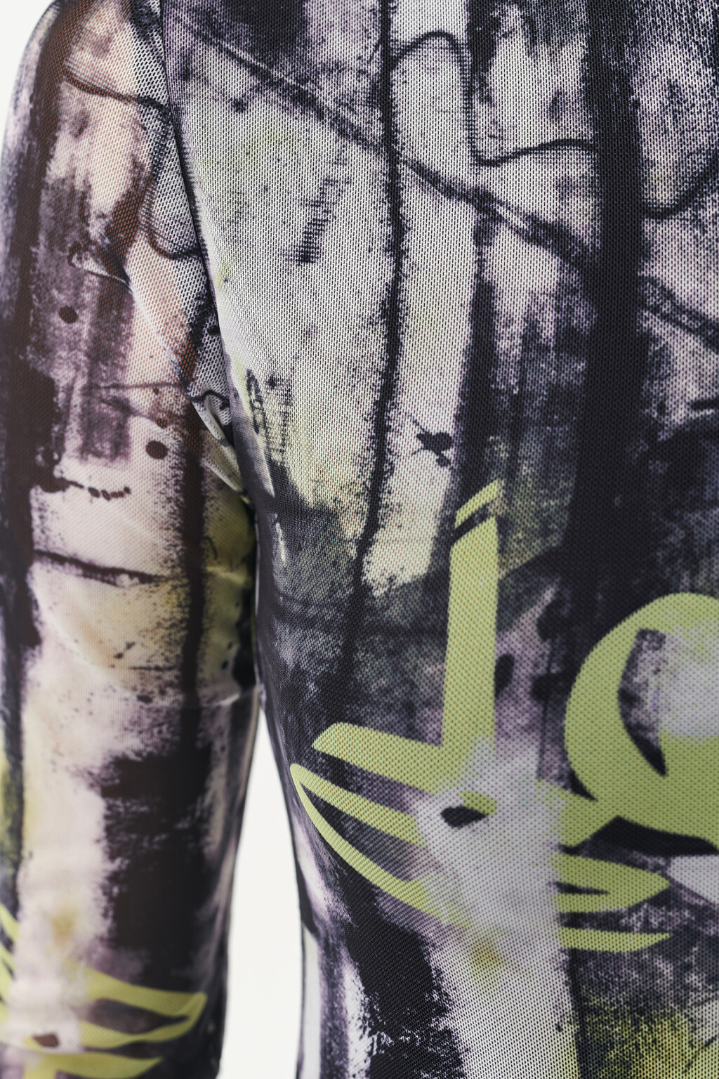 Платье облегающее из сетки с принтом - цвет черный - 4