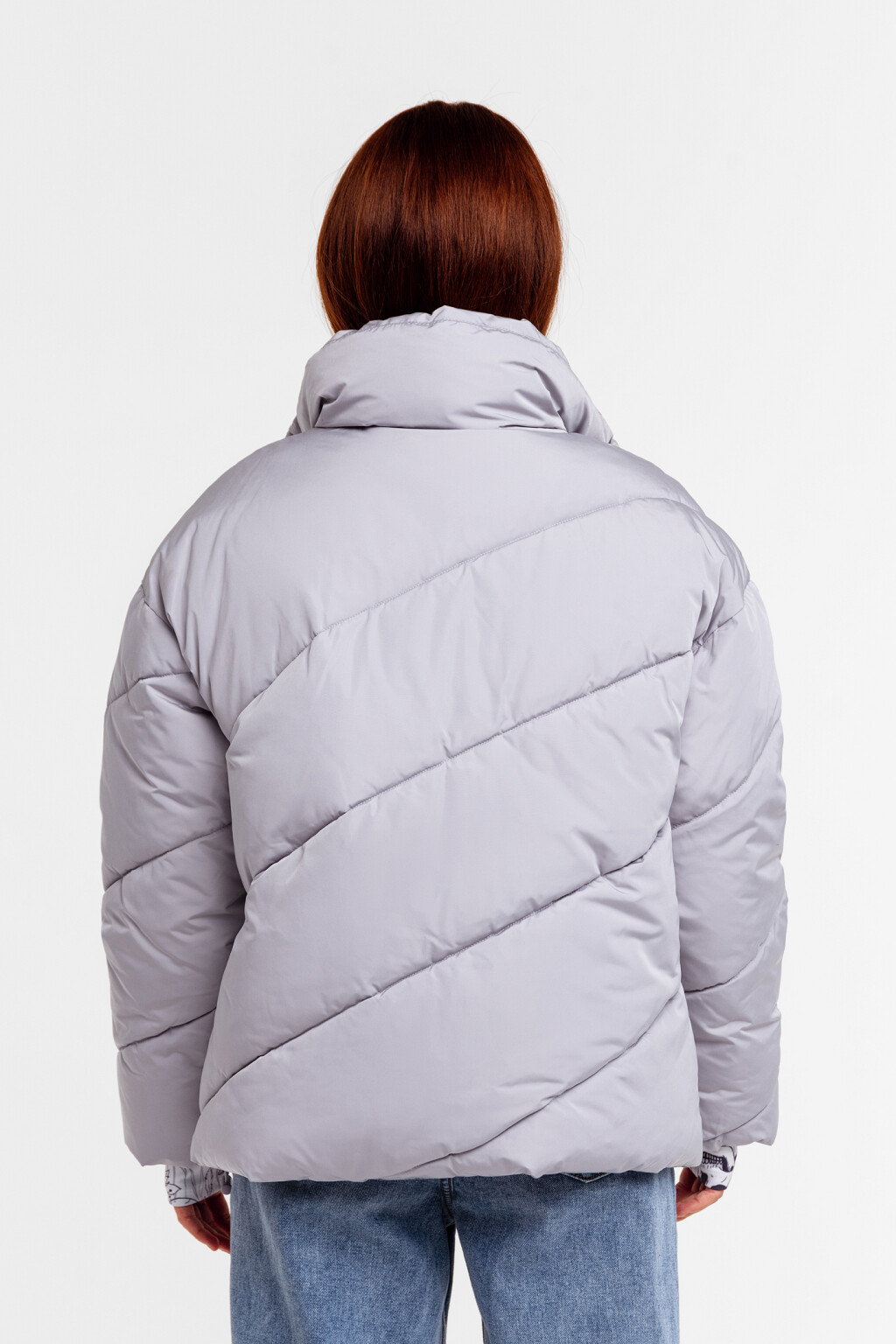 Куртка утепленная стеганая с воротником-стойкой - цвет серый - 2