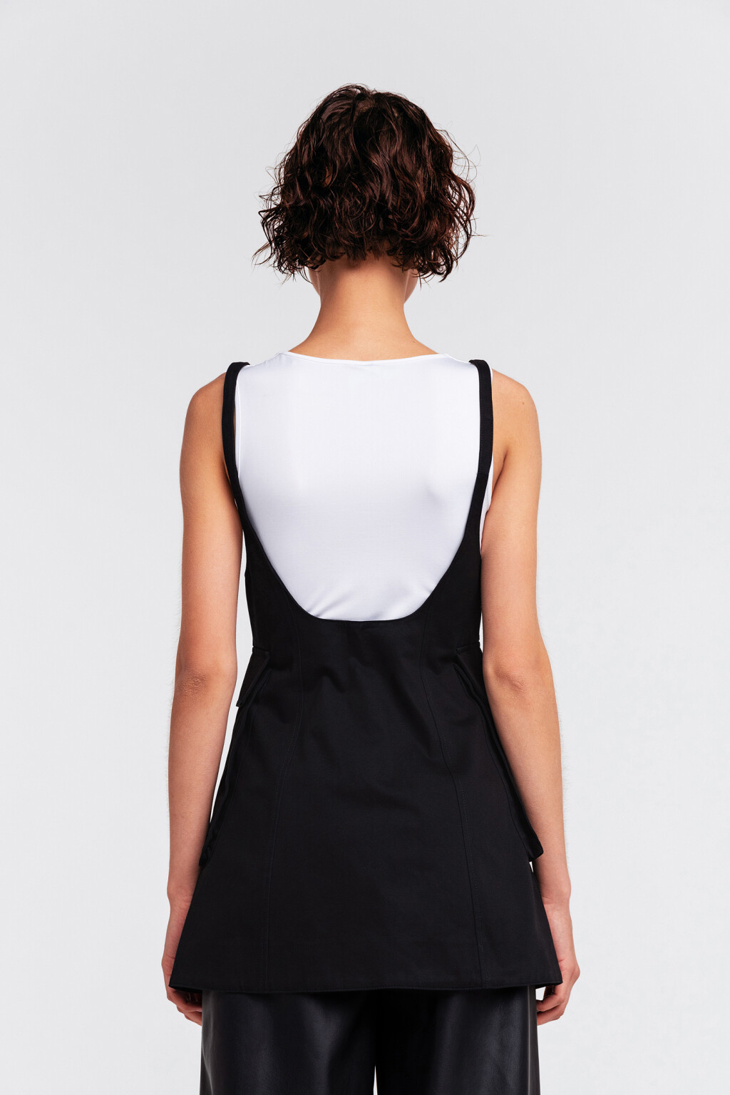 Сарафан хлопковый с низким вырезом на груди - цвет черный - 2