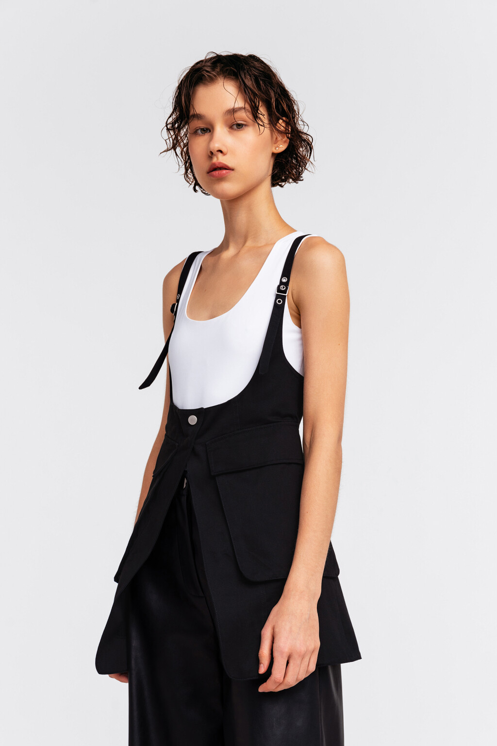 Сарафан хлопковый с низким вырезом на груди - цвет черный - 5