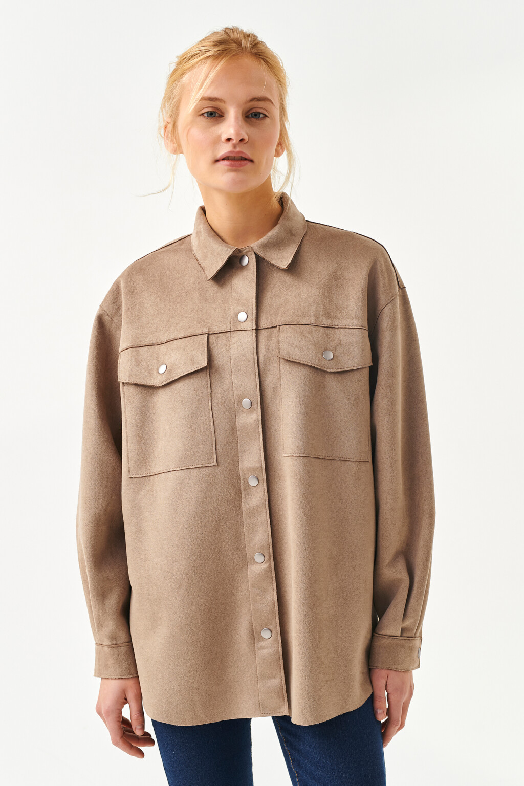 Куртка-рубашка из искусственной замши 2211162602, цвет: коричневый (66 ...