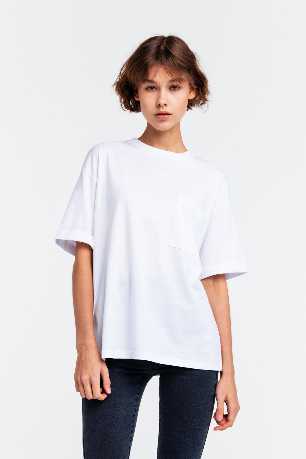 Футболка хлопковая oversize - цвет белый - 1