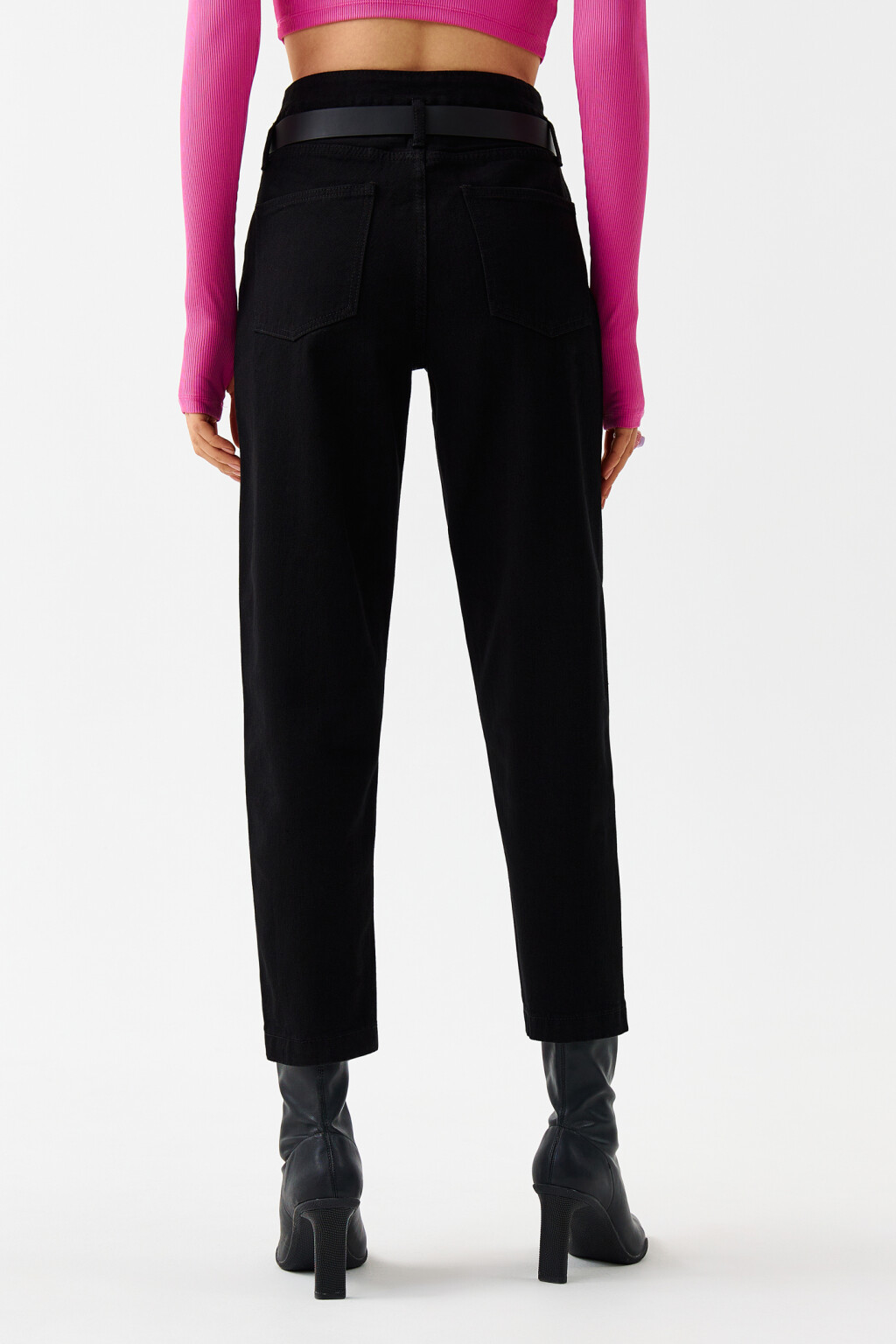 Джинсы mom с ремнем - цвет черный - 2