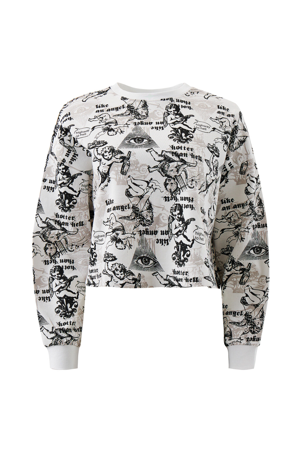 Свитшот укороченный с принтом - цвет белый - 8